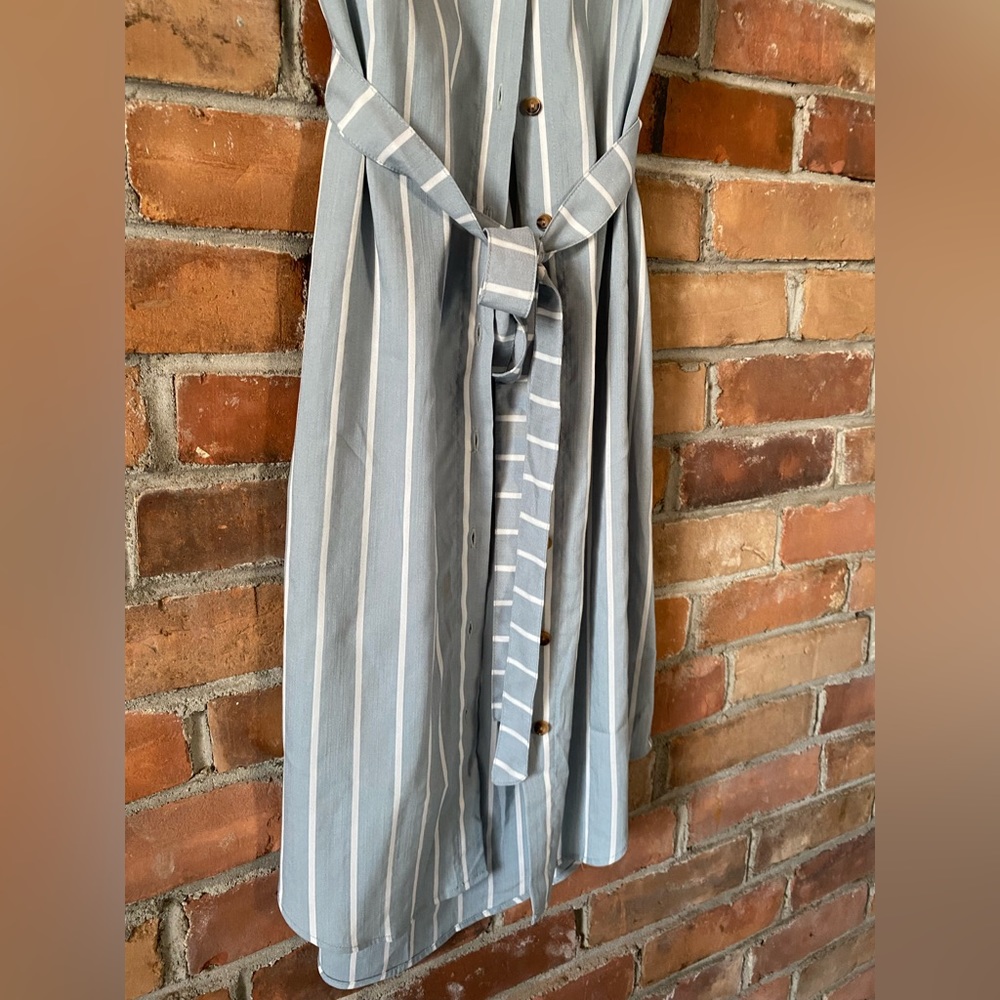 BISHOP + YOUNG striped button front dress light blue/white size medium - Picture 5 of 7